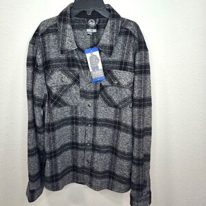 Colorado Clothing Mens Black and Gray LongSleeve Shirt with Plaid Flannel Size L